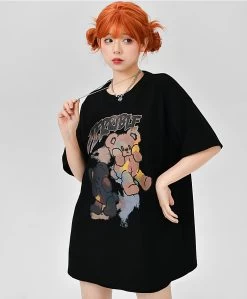 Soft Girl Style Black Loose Cartoon Bear T-shirt 18 Soft Girl Style Black Loose Cartoon Bear T-shirt -Kawaii Fashion Shop Soft Girl Style Black Loose Cartoon Bear T Shirt 10