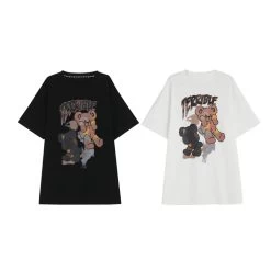 Soft Girl Style Black Loose Cartoon Bear T-shirt 19 Soft Girl Style Black Loose Cartoon Bear T-shirt -Kawaii Fashion Shop Soft Girl Style Black Loose Cartoon Bear T Shirt