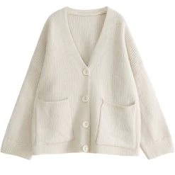 Soft Girl Style White Knitted Cardigan -Kawaii Fashion Shop Soft Girl Style White Knitted Cardigan 4