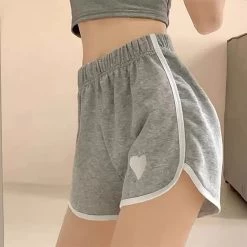 Sports Style Love Heart Embroidery Pure Color Shorts -Kawaii Fashion Shop Sports Style Love Heart Embroidery Pure Color Shorts 9