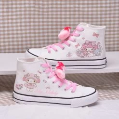 Cartoon Print High-top Canvas Shoes -Kawaii Fashion Shop Spring Autumn New Cartoon Print Student High top Canvas Shoes Cute Girl Vulcanized Shoes Sweet Girl 2