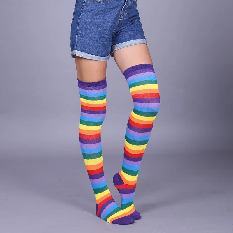 Rainbow Stripe Knee High Socks 6 Rainbow Stripe Knee High Socks - Image 4