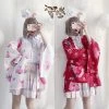 Strawberry Print Loose Cardigan Kimono Outerwear -Kawaii Fashion Shop Strawberry Rabbit Women s Japanese Kimono Style Kawaii Sweet Girl Trench Cute Lolita Loose Outwear 4
