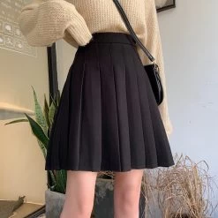 Japanese Summer Kawaii Lace Pleated Skirt 11 Japanese Summer Kawaii Lace Pleated Skirt -Kawaii Fashion Shop Summer 2020 Japanese Streetwear Colleger Black Pleated Skirts Womens High Waist A line midi Skirt Plus 3