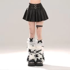 Summer American Style Hot Girl Style Pleated Short Leather Skirt -Kawaii Fashion Shop Summer American Style Hot Girl Style Pleated Short Leather Skirt 4