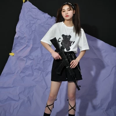 Summer Cartoon Bear Print Mid-length T-shirt 5 Summer Cartoon Bear Print Mid-length T-shirt - Image 3