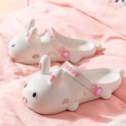 Rabbit Ears Closed Toe Slippers 11 Rabbit Ears Closed Toe Slippers -Kawaii Fashion Shop Summer Casual Cartoon Slippers Ladies Cute Couple Slippers Fashion Indoor and Outdoor Sandals Flat Bottom Non 3