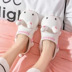 Rabbit Ears Closed Toe Slippers 13 Rabbit Ears Closed Toe Slippers -Kawaii Fashion Shop Summer Casual Cartoon Slippers Ladies Cute Couple Slippers Fashion Indoor and Outdoor Sandals Flat Bottom Non 5