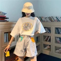 Summer Denim High Waist Shorts -Kawaii Fashion Shop Summer Denim High Waist Shorts 1