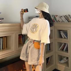 Summer Denim High Waist Shorts -Kawaii Fashion Shop Summer Denim High Waist Shorts 3