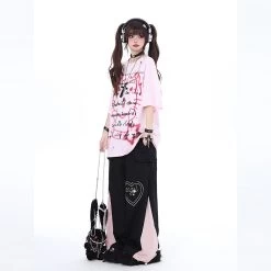 Summer Dopamine Style Pink Hello Kitty Printed T-shirt -Kawaii Fashion Shop Summer Dopamine Style Pink Hello Kitty Printed T shirt 6