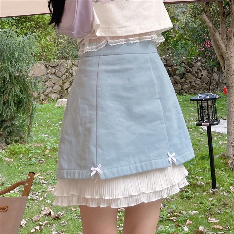 Japanese Sweet Blue Pleated Skirt 3 Japanese Sweet Blue Pleated Skirt