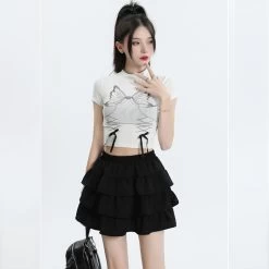 Summer French Ballet Style High Waist Tutu Skirt -Kawaii Fashion Shop Summer French Ballet Style High Waist Tutu Skirt 6