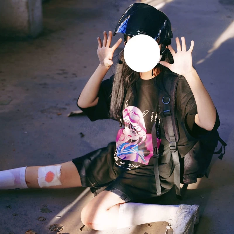 Kawaii Punk Style Black T-shirt 7 Kawaii Punk Style Black T-shirt - Image 5