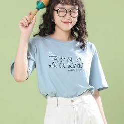 Summer Japanese Harajuku Style White Round Neck T-shirt -Kawaii Fashion Shop Summer Japanese Harajuku Style White Round Neck T shirt 5