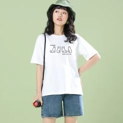 Summer Japanese Harajuku Style White Round Neck T-shirt -Kawaii Fashion Shop Summer Japanese Harajuku Style White Round Neck T shirt 6