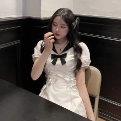 Kawaii Y2K Bow Mini Dress 8 Kawaii Y2K Bow Mini Dress -Kawaii Fashion Shop Summer Kawaii Party Mini Dress Women Y2K Patchwork Sweet Bandage Dress Female Bow Casual High Street 2