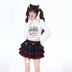 Summer Punk Style Black Cake Skirt 13 Summer Punk Style Black Cake Skirt -Kawaii Fashion Shop Summer Punk Style Black Cake Skirt 6