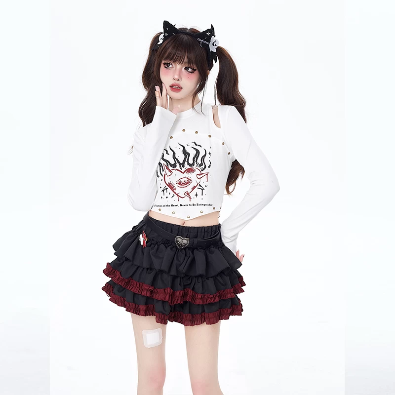 Summer Punk Style Black Cake Skirt 7 Summer Punk Style Black Cake Skirt - Image 5