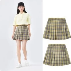 Summer Sweet College Style JK Plaid Pleated Skirt -Kawaii Fashion Shop Summer Sweet College Style JK Plaid Pleated Skirt 5