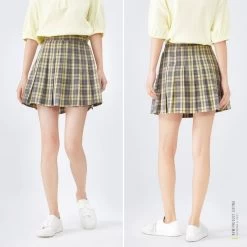Summer Sweet College Style JK Plaid Pleated Skirt -Kawaii Fashion Shop Summer Sweet College Style JK Plaid Pleated Skirt 6