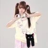 Summer Sweet Cool Girl Style Cartoon Cat Print T-shirt -Kawaii Fashion Shop Summer Sweet Cool Girl Style Cartoon Cat Print T shirt 8