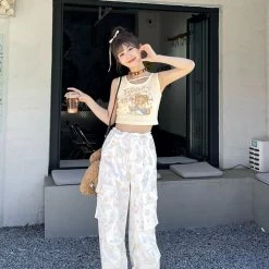 Summer Sweet Girl Style Beige Sleeveless Vest 12 Summer Sweet Girl Style Beige Sleeveless Vest -Kawaii Fashion Shop Summer Sweet Girl Style Beige Sleeveless Vest 5