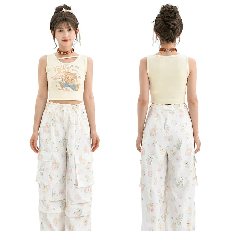 Summer Sweet Girl Style Beige Sleeveless Vest 8 Summer Sweet Girl Style Beige Sleeveless Vest - Image 6