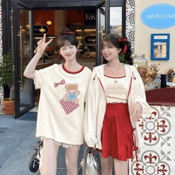 Summer Sweet Girl Style Bow Red Cake Skirt -Kawaii Fashion Shop Summer Sweet Girl Style Bow Red Cake Skirt 9