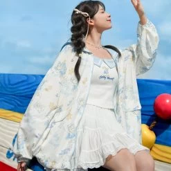 Summer Sweet Girl Style Cartoon Navy Bear Print Vest -Kawaii Fashion Shop Summer Sweet Girl Style Cartoon Navy Bear Print Vest 10