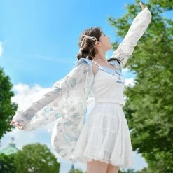 Summer Sweet Girl Style Cartoon Navy Bear Print Vest -Kawaii Fashion Shop Summer Sweet Girl Style Cartoon Navy Bear Print Vest 5