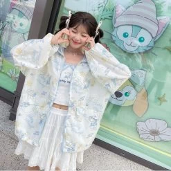 Summer Sweet Girl Style Cartoon Navy Bear Print Vest -Kawaii Fashion Shop Summer Sweet Girl Style Cartoon Navy Bear Print Vest 7