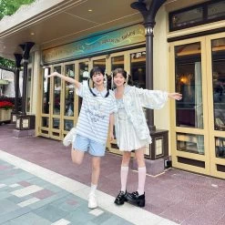 Summer Sweet Girl Style Cartoon Navy Bear Print Vest -Kawaii Fashion Shop Summer Sweet Girl Style Cartoon Navy Bear Print Vest 8