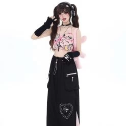 Summer Sweet Girl Style Cat Graffiti Print Halter Neck Vest 15 Summer Sweet Girl Style Cat Graffiti Print Halter Neck Vest -Kawaii Fashion Shop Summer Sweet Girl Style Cat Graffiti Print Halter Neck Vest 6