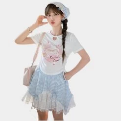 Summer Sweet Girl Style Hollow Heart T-shirt