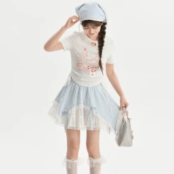 Summer Sweet Girl Style Hollow Heart T-shirt -Kawaii Fashion Shop Summer Sweet Girl Style Hollow Heart T shirt 3