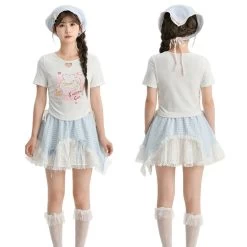 Summer Sweet Girl Style Hollow Heart T-shirt -Kawaii Fashion Shop Summer Sweet Girl Style Hollow Heart T shirt 8