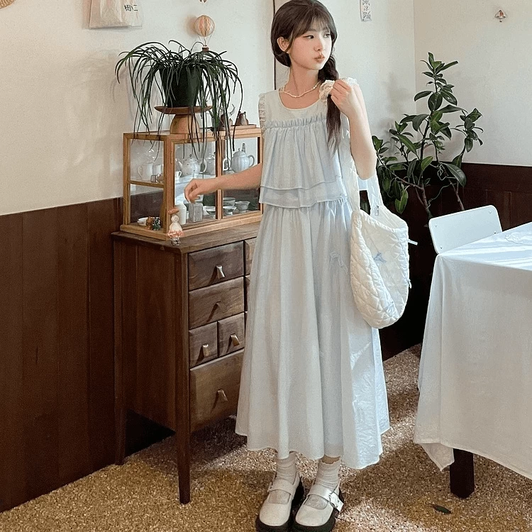 Summer Sweet Girl Style Solid Color Fairy Skirt 4 Summer Sweet Girl Style Solid Color Fairy Skirt - Image 2