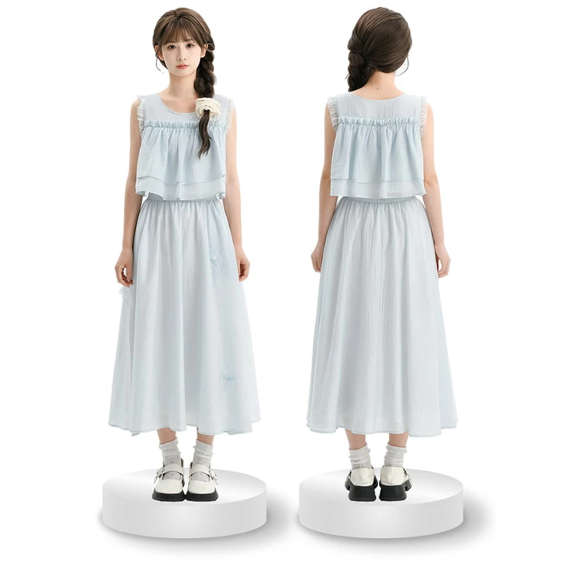 Summer Sweet Girl Style Solid Color Fairy Skirt 3 Summer Sweet Girl Style Solid Color Fairy Skirt