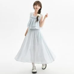 Summer Sweet Girl Style Solid Color Fairy Skirt 11 Summer Sweet Girl Style Solid Color Fairy Skirt -Kawaii Fashion Shop Summer Sweet Girl Style Solid Color Fairy Skirt 3