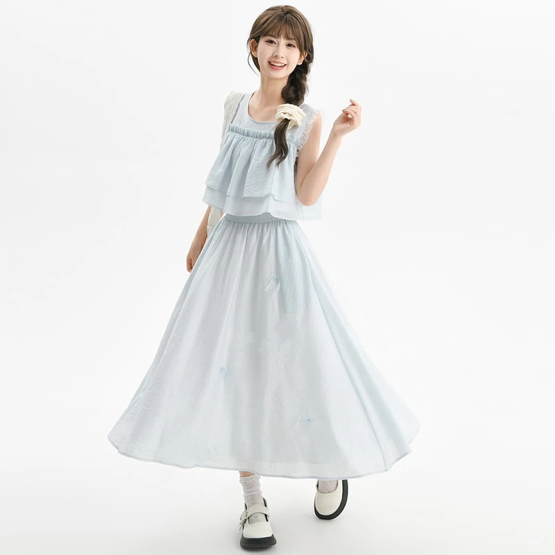 Summer Sweet Girl Style Solid Color Fairy Skirt 5 Summer Sweet Girl Style Solid Color Fairy Skirt - Image 3