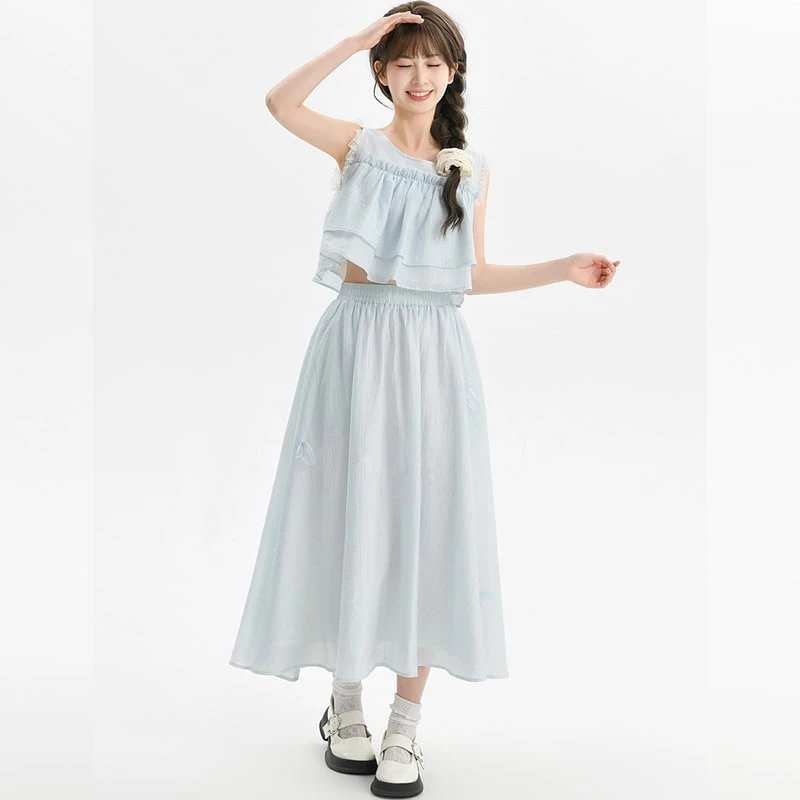 Summer Sweet Girl Style Solid Color Fairy Skirt 6 Summer Sweet Girl Style Solid Color Fairy Skirt - Image 4