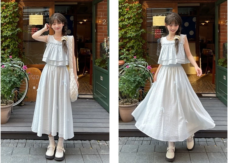 Summer Sweet Girl Style Solid Color Fairy Skirt 7 Summer Sweet Girl Style Solid Color Fairy Skirt - Image 5