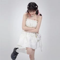 Summer Sweet Girl Style Suspender Dress -Kawaii Fashion Shop Summer Sweet Girl Style Suspender Dress 3