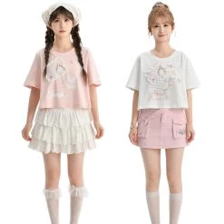 Summer Sweet Girl Style Three-Dimensional Lace T-shirt 15 Summer Sweet Girl Style Three-Dimensional Lace T-shirt -Kawaii Fashion Shop Summer Sweet Girl Style Three Dimensional Lace T shirt 12