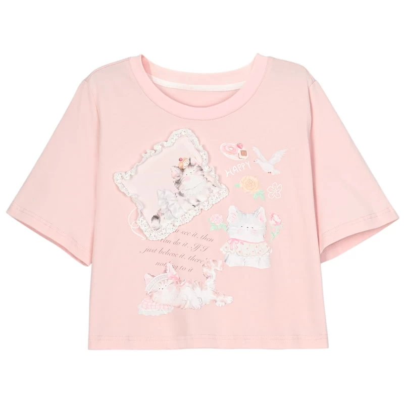 Summer Sweet Girl Style Three-Dimensional Lace T-shirt 7 Summer Sweet Girl Style Three-Dimensional Lace T-shirt - Image 5