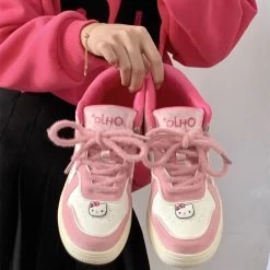 Summer Sweet Pink All-match High-top Sneakers -Kawaii Fashion Shop Summer Sweet Pink All match High top Sneakers 4