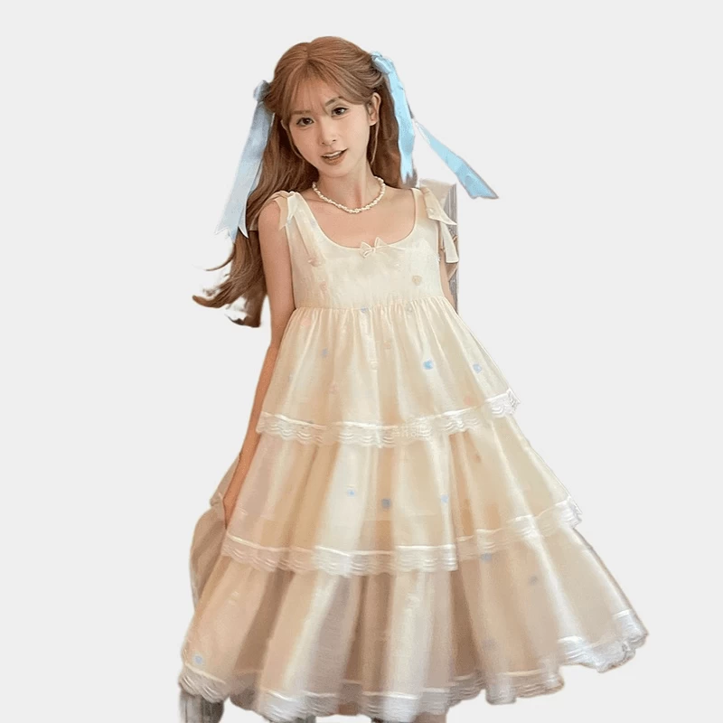 Summer Sweet Princess Style Apricot Dress 8 Summer Sweet Princess Style Apricot Dress - Image 6