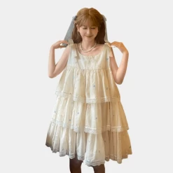 Summer Sweet Princess Style Apricot Dress 18 Summer Sweet Princess Style Apricot Dress -Kawaii Fashion Shop Summer Sweet Princess Style Apricot Dress 8