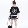 Summer Sweet Soft Girl Style Love Lace Splicing T-shirt -Kawaii Fashion Shop Summer Sweet Soft Girl Style Love Lace Splicing T shirt 7